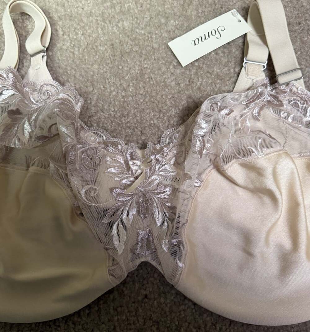 NWT Soma Sensuous Lace 1" Minimizer Bra in Light Nude size 42DDD UNDERWIRE